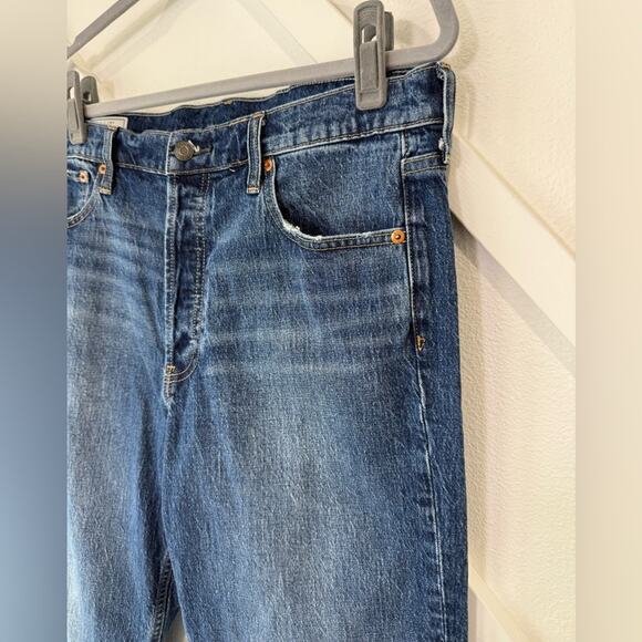 Gap Cheeky Straight High Rise Jean Raw Hem Button Fly Size 33/16 Regular - Picture 4 of 11